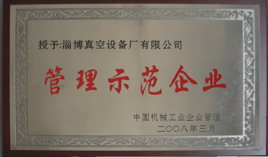 2008年3月，公司被中國機(jī)械工業(yè)企業(yè)管理協(xié)會(huì)授予“管理示范企業(yè)”